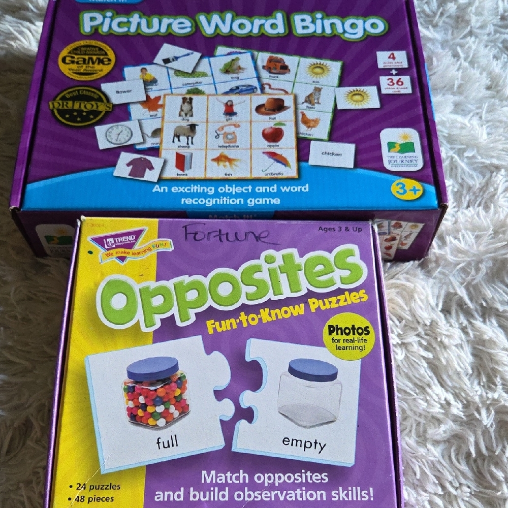 Set Of Pk-K Activities: Opposites Fun-to-Know Puzzles, Picture Word Bingo